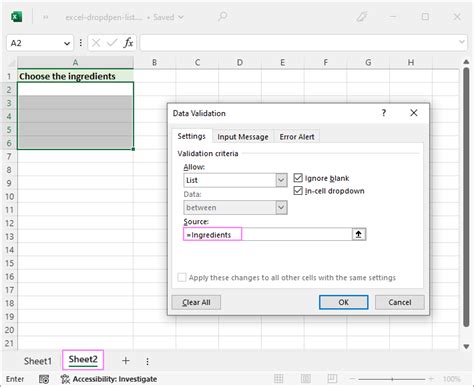 Creating a drop-down list from a range in Google Sheets