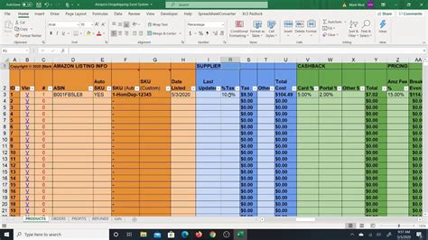 Dropshipping Excel Template