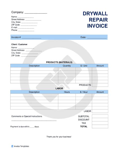 Drywall Estimate Template Example 1