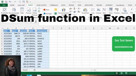 DSUM Function Example 4