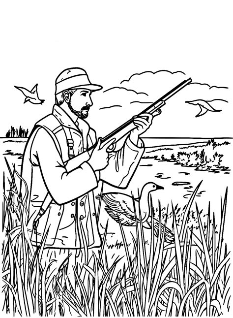 Duck Hunting Coloring Page