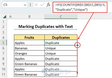 Using the Duplicate Values Formula in Excel