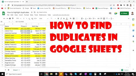 Highlighting Duplicate Values in Google Sheets