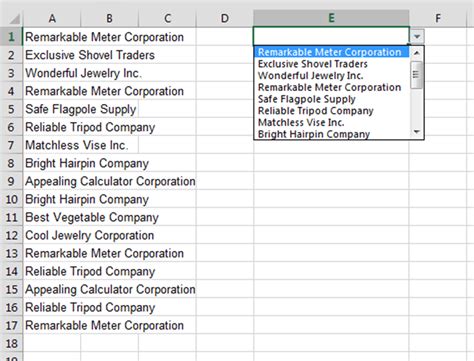 Example of dynamic drop-down list with charts