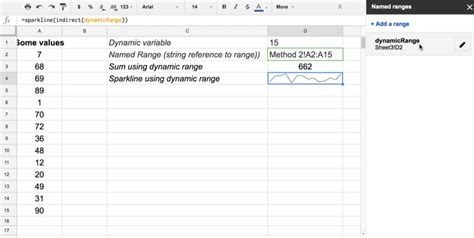 Dynamic Named Ranges in Google Sheets Example