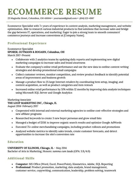 E-commerce Resume Template