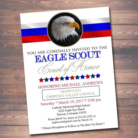 Eagle Court of Honor Invitation Template with Ceremony Details