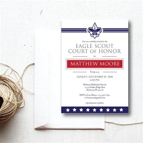 Eagle Court of Honor Invitation Template with Custom Illustration