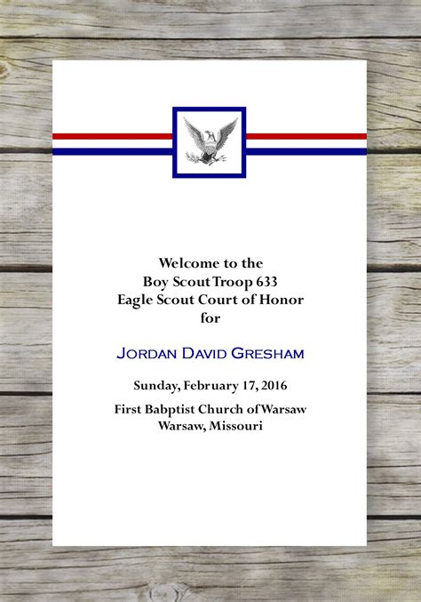 Example of an Eagle Court of Honor Program Template