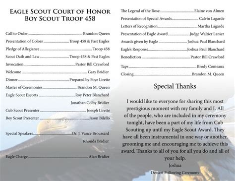 Eagle Scout Ceremony Program Template Word