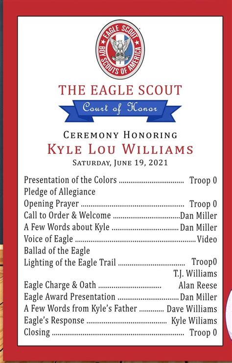 Eagle Scout Court of Honor Program Template Gallery 1