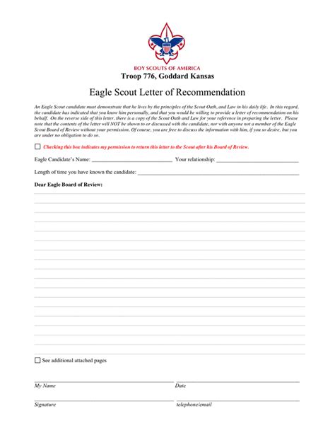 Eagle Scout Letter of Recommendation Template 2