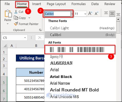 EAN-13 font for Excel