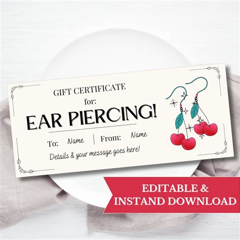 Ear Piercing Gift Certificate