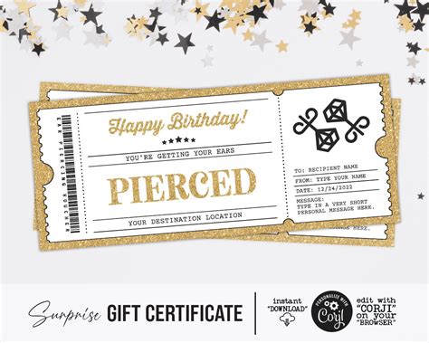 Ear Piercing Gift Certificate Design 7