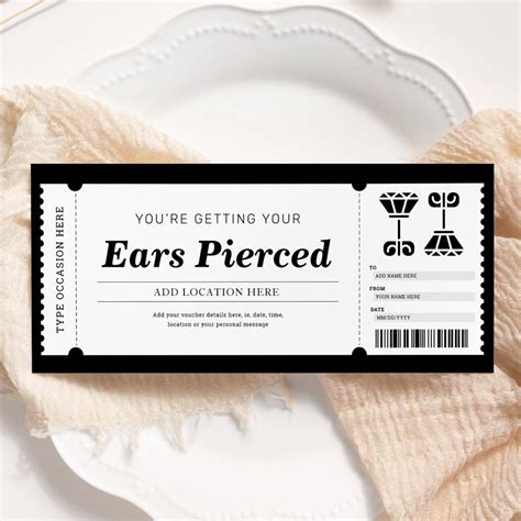 Ear Piercing Gift Certificate Template 1