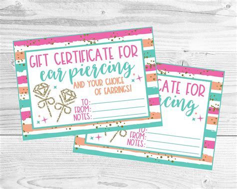 Ear Piercing Gift Certificate Templates