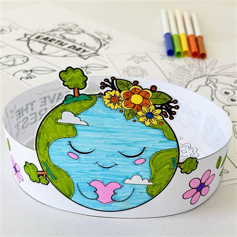 Earth Day headband design featuring a picture of a child holding a sign about environmental conservation