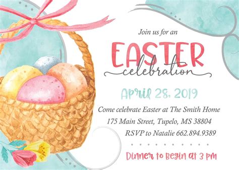 Easter Dinner Invitation Template Wording