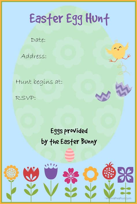 Easter Egg Hunt Invitation Template Printable