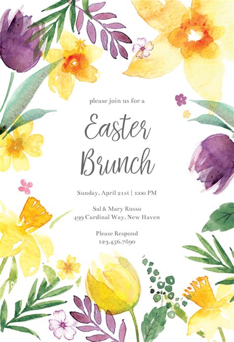 Easter Spring Invitation Template Wording