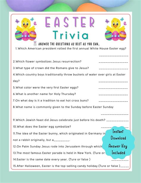 Easter Trivia Activities for Kids