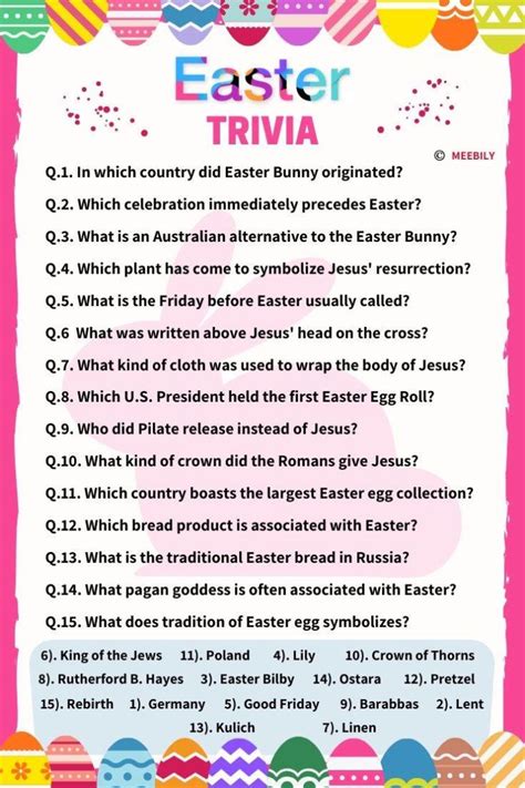 Easter Trivia Printables for Adults