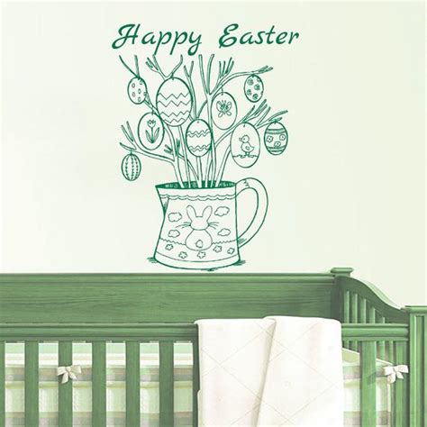 Example of Easter wall mural with printable borders