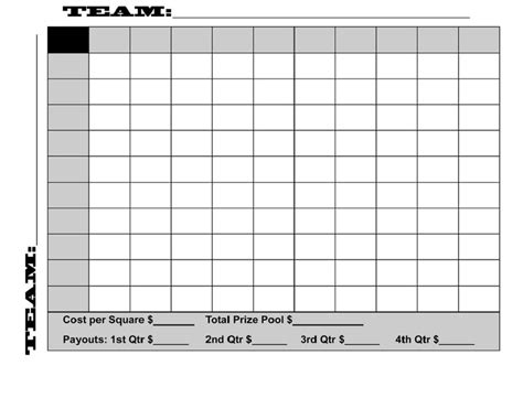 Easy Football Squares Template Wins