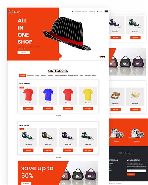 Ecommerce website template with a clean design