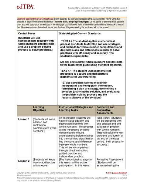 edTPA Task 1 Template Example 5