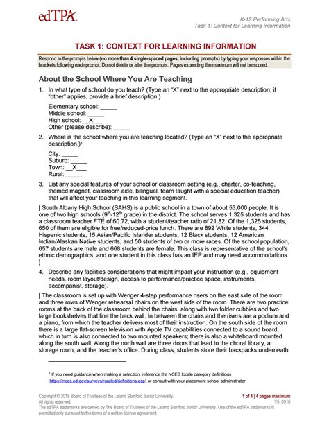 edTPA Task 1 Template Structure