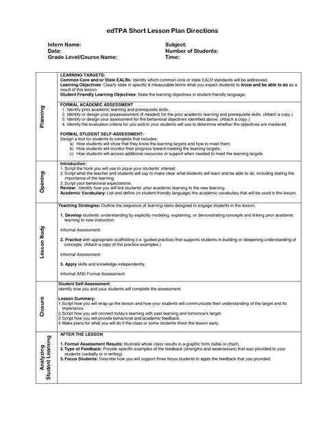 edTPA Lesson Plan Template Sample 5