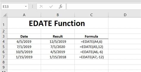 EDATE function in Excel