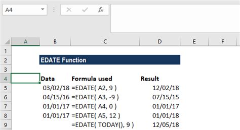 Using the EDATE function to add years