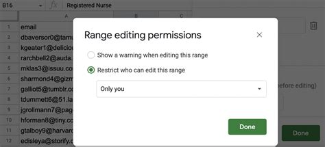 Edit permission in Google Sheets