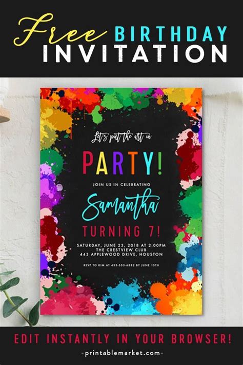 Editable 60th Birthday Invitation