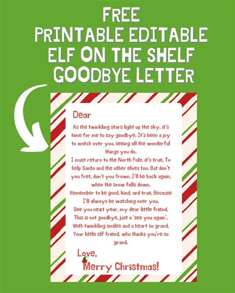 Editable Elf on the Shelf Goodbye Letter Printable