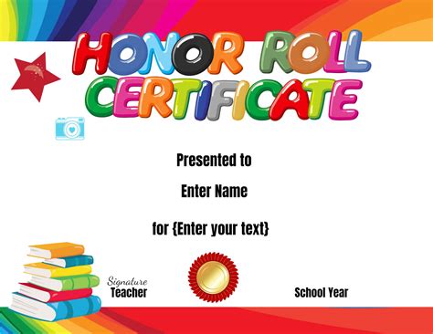 Editable Honor Roll Certificate Template