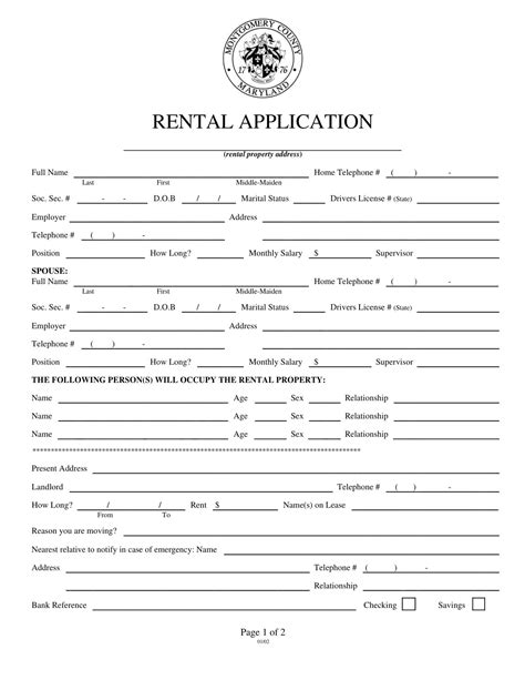 Editable Rental Application Template