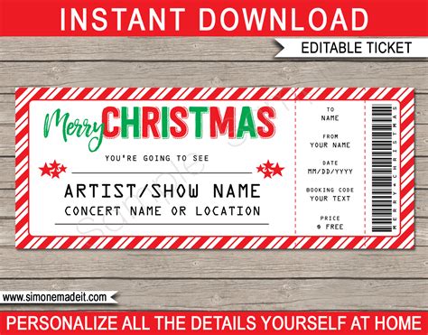 Editable Ticket Gift Certificate Template