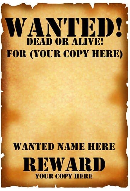 Editable Wanted Poster Template