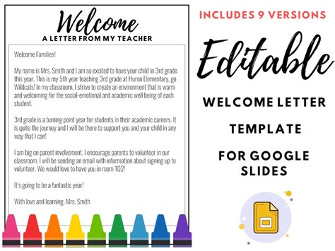 Editable Welcome Letter