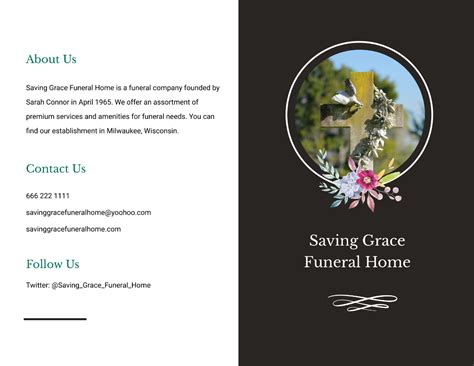 Editing a bi-fold obituary template