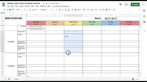 Education Template in Google Sheets