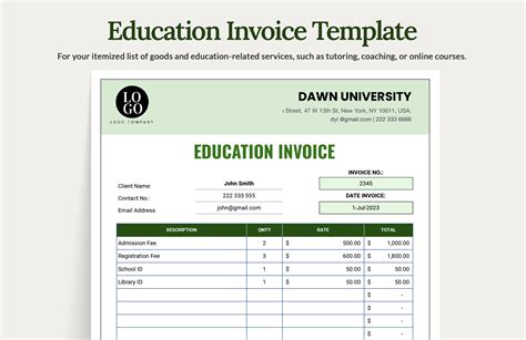 Educational Bill Template