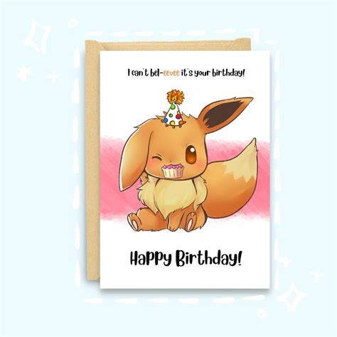 A free printable Eevee birthday card design