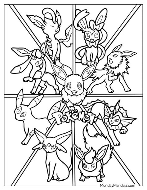 Eevee Evolutions Coloring Pages