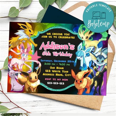 Eevee's Evolving Invitation Template