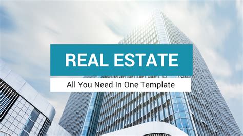 Image of a real estate PowerPoint template with a clear layout and concise information